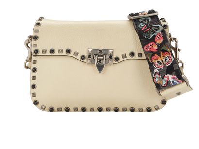 Guitar Rockstud Crossbody, &pound;520, Handbags, White, Leather, Front view